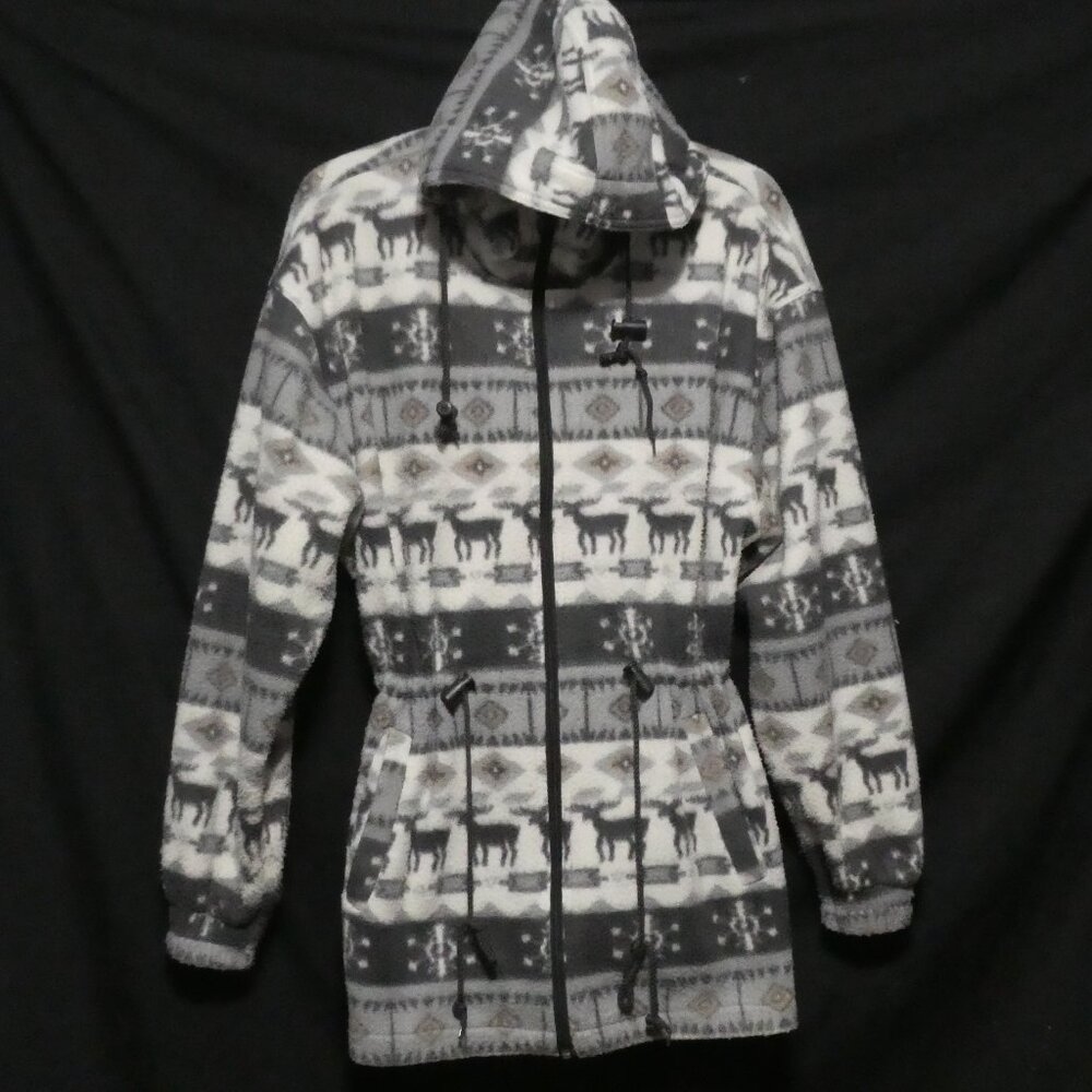 Vintage | CABIN CREEK | medium | Hooded Fleece Anorak Zip-Up Jacket